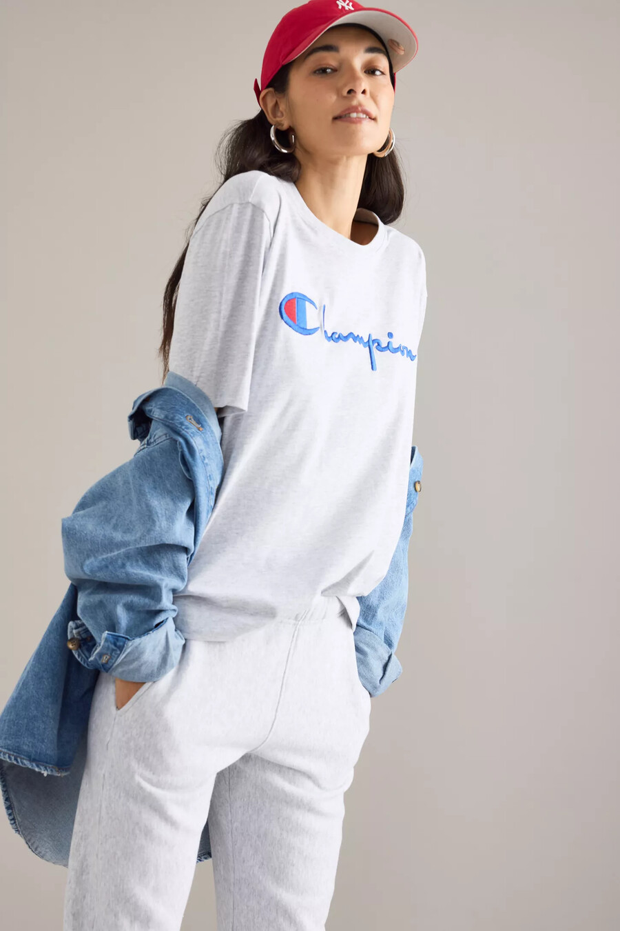 champion broderad t-shirt med logotyp