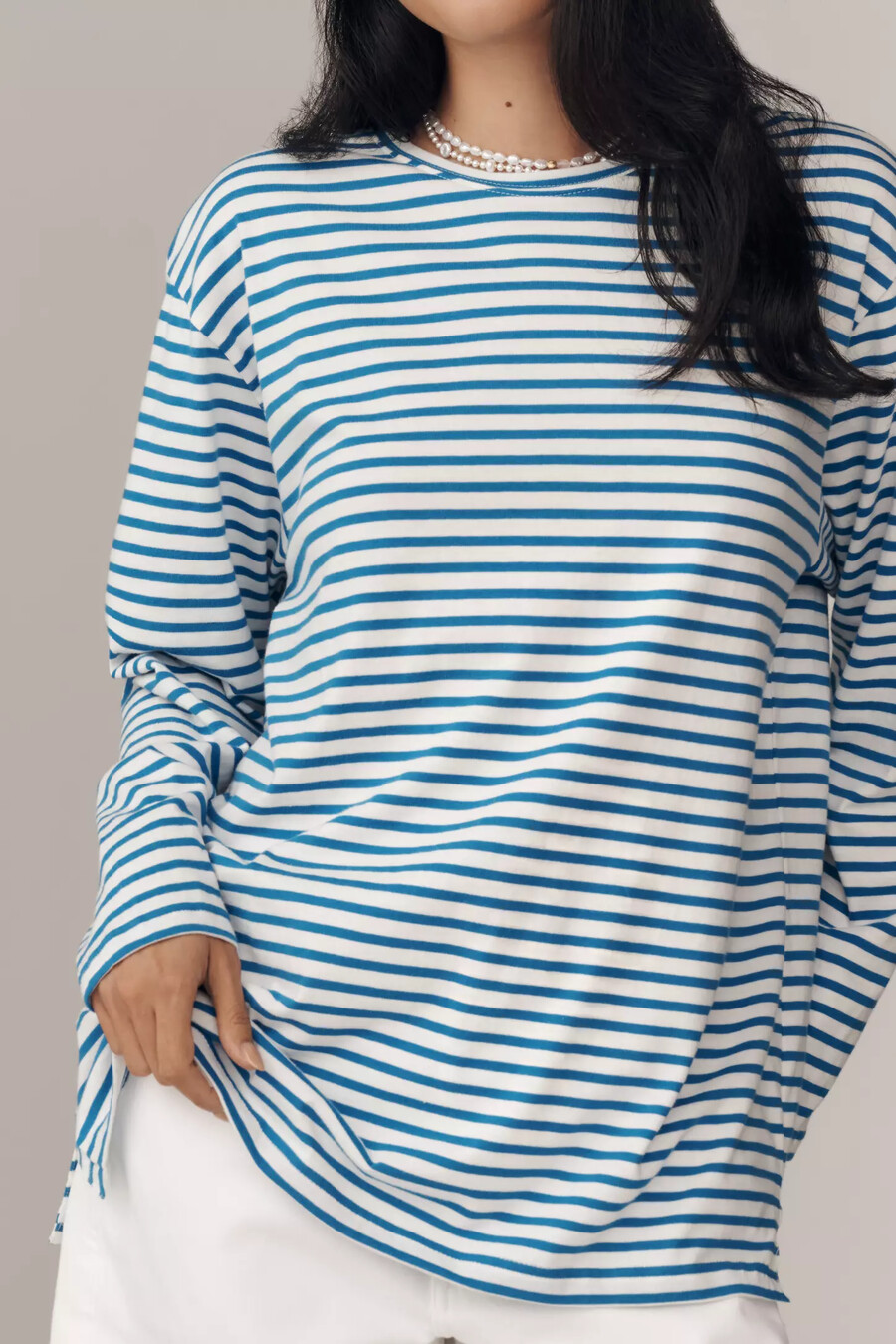 långärmad bomullst-t-shirt för daglig träning