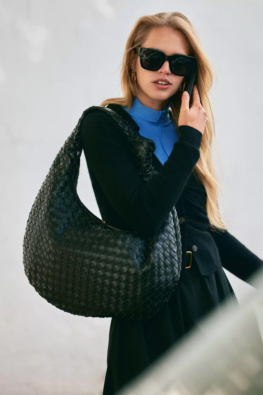 brigitte woven faux-leather satchel bag av melie bianco överdimensionerad utgåva