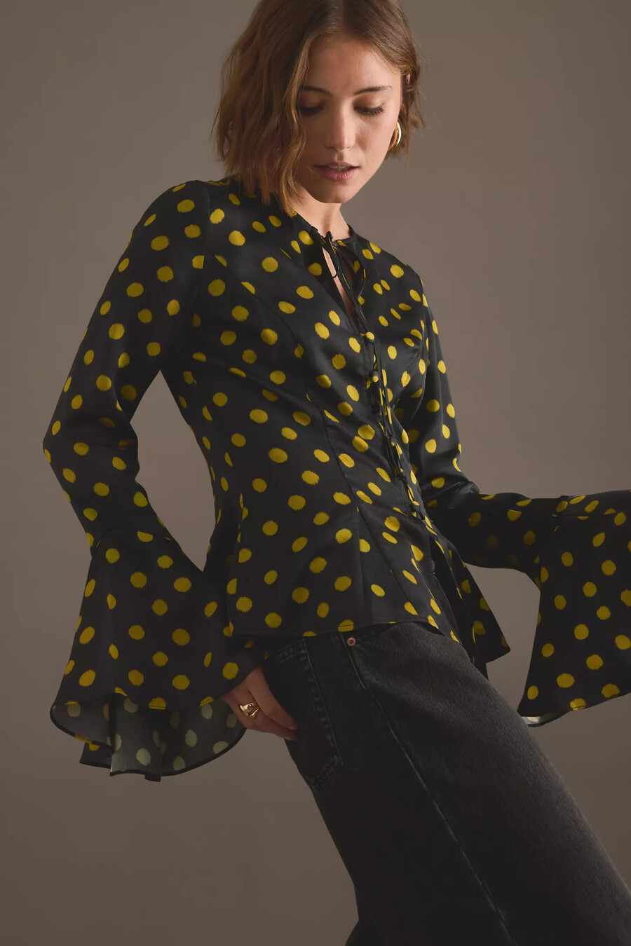 kitri chantelle polka dot satin top