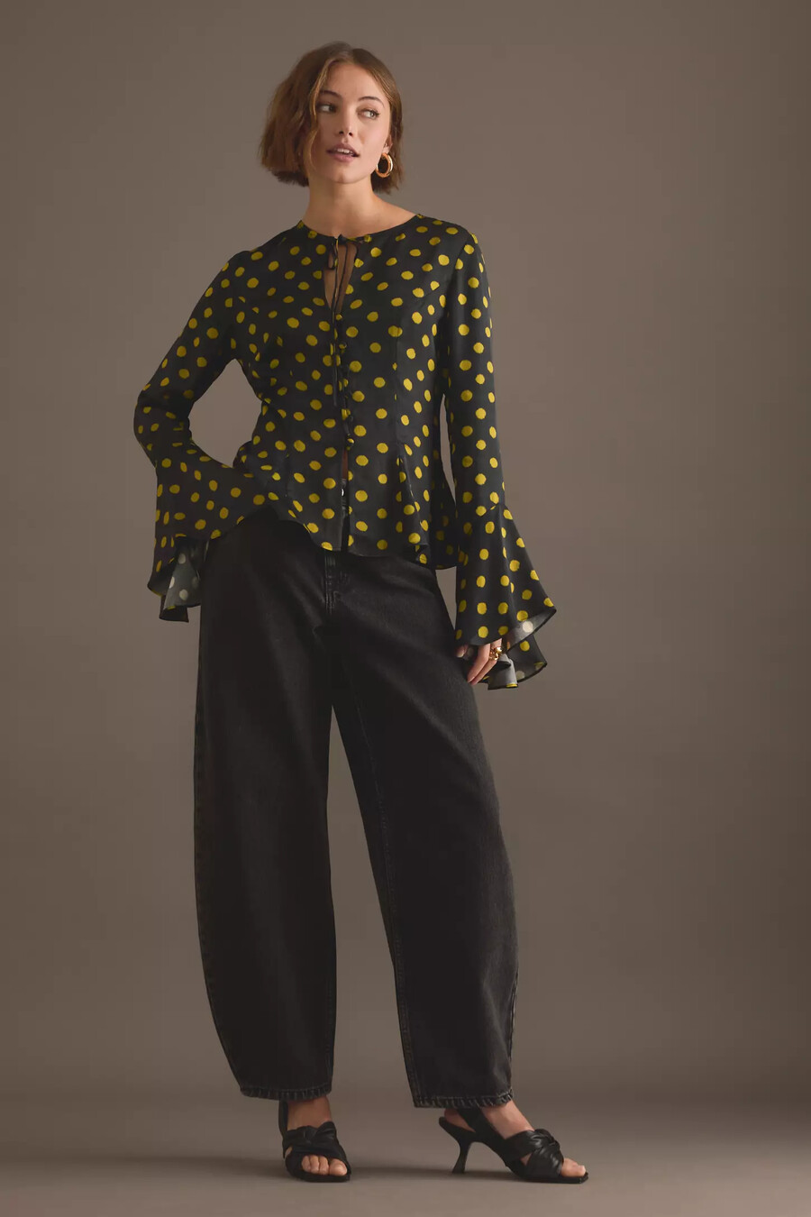 kitri chantelle polka dot satin top