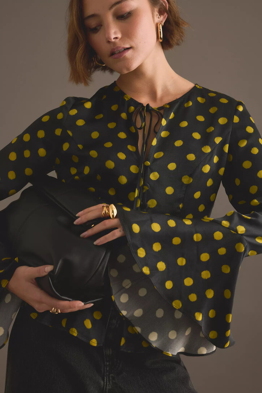 kitri chantelle polka dot satin top