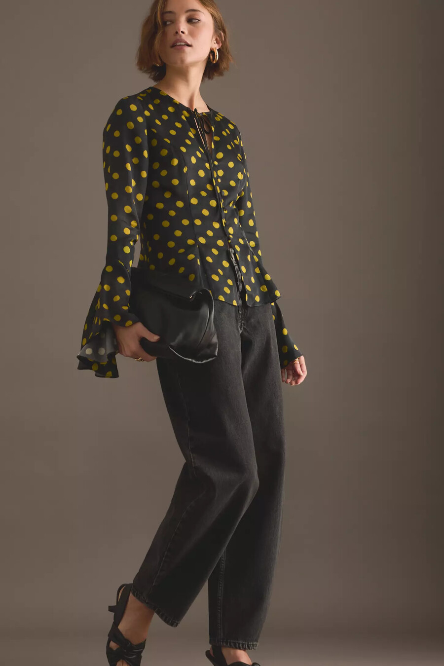 kitri chantelle polka dot satin top