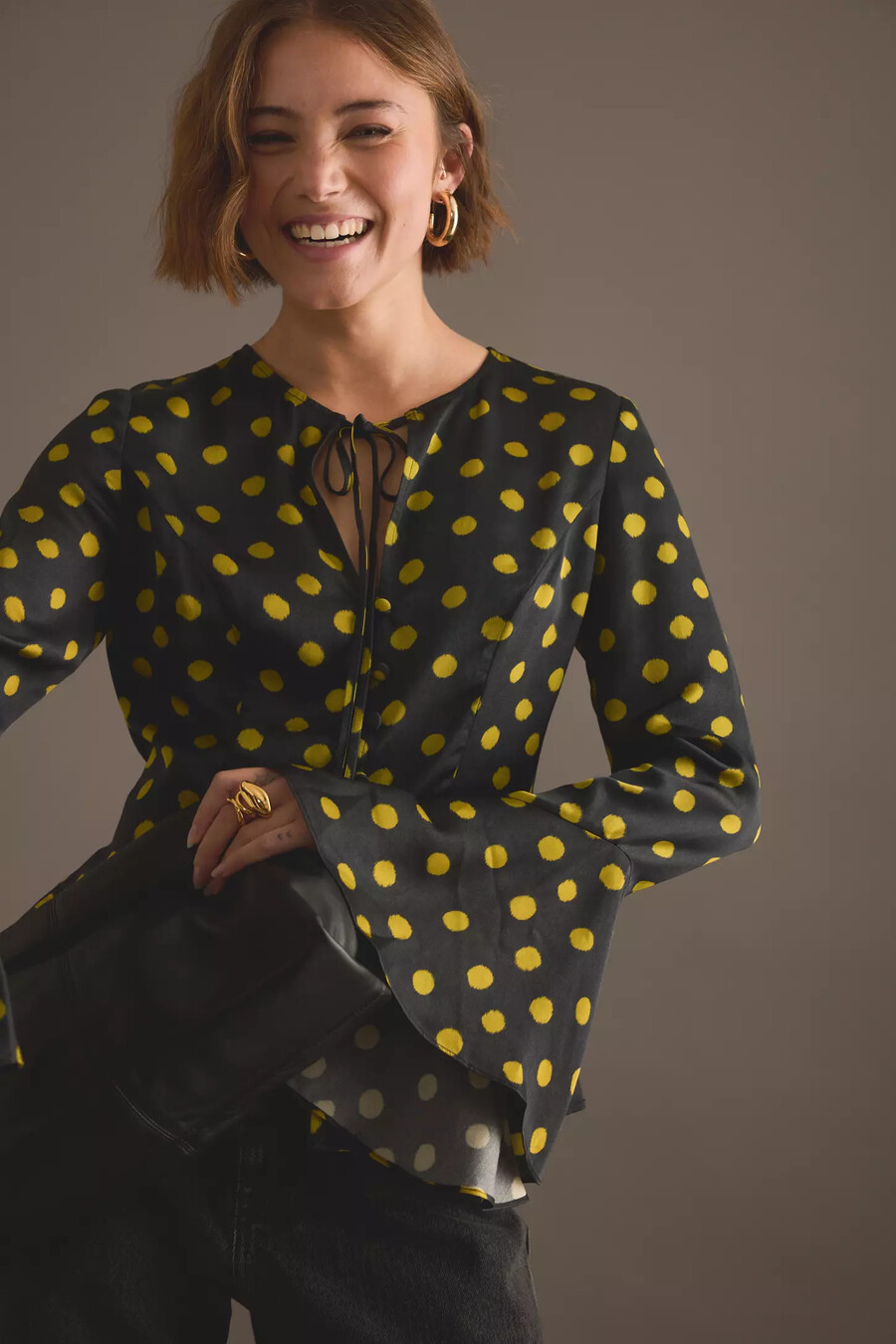 kitri chantelle polka dot satin top