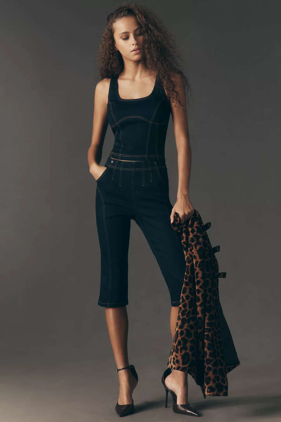 pilcro crop denim slim linne