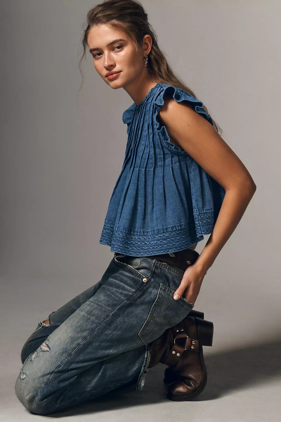 jade denim swing top från pilcro