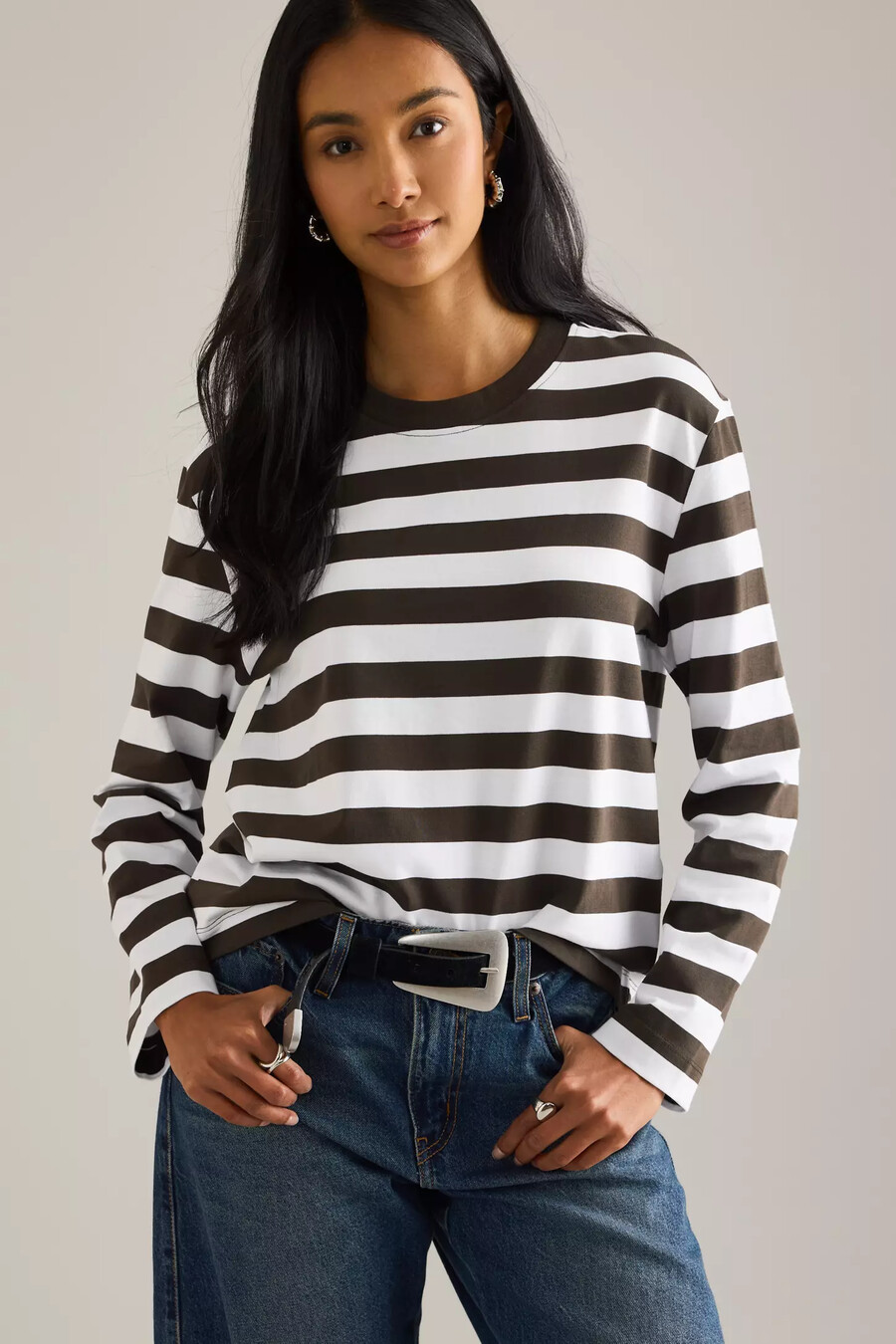 selected essential långärmad boxig t-shirt