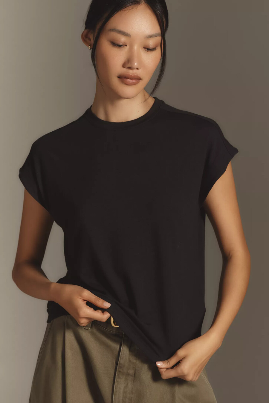 t-shirt med rund hals och kepsärm från by anthropologie