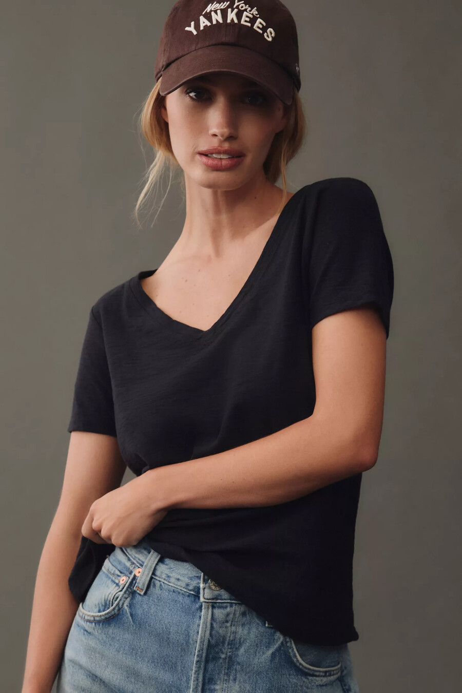 bennie slim rundringad cotton-slub t-shirt från pilcro v-ringad utgåva