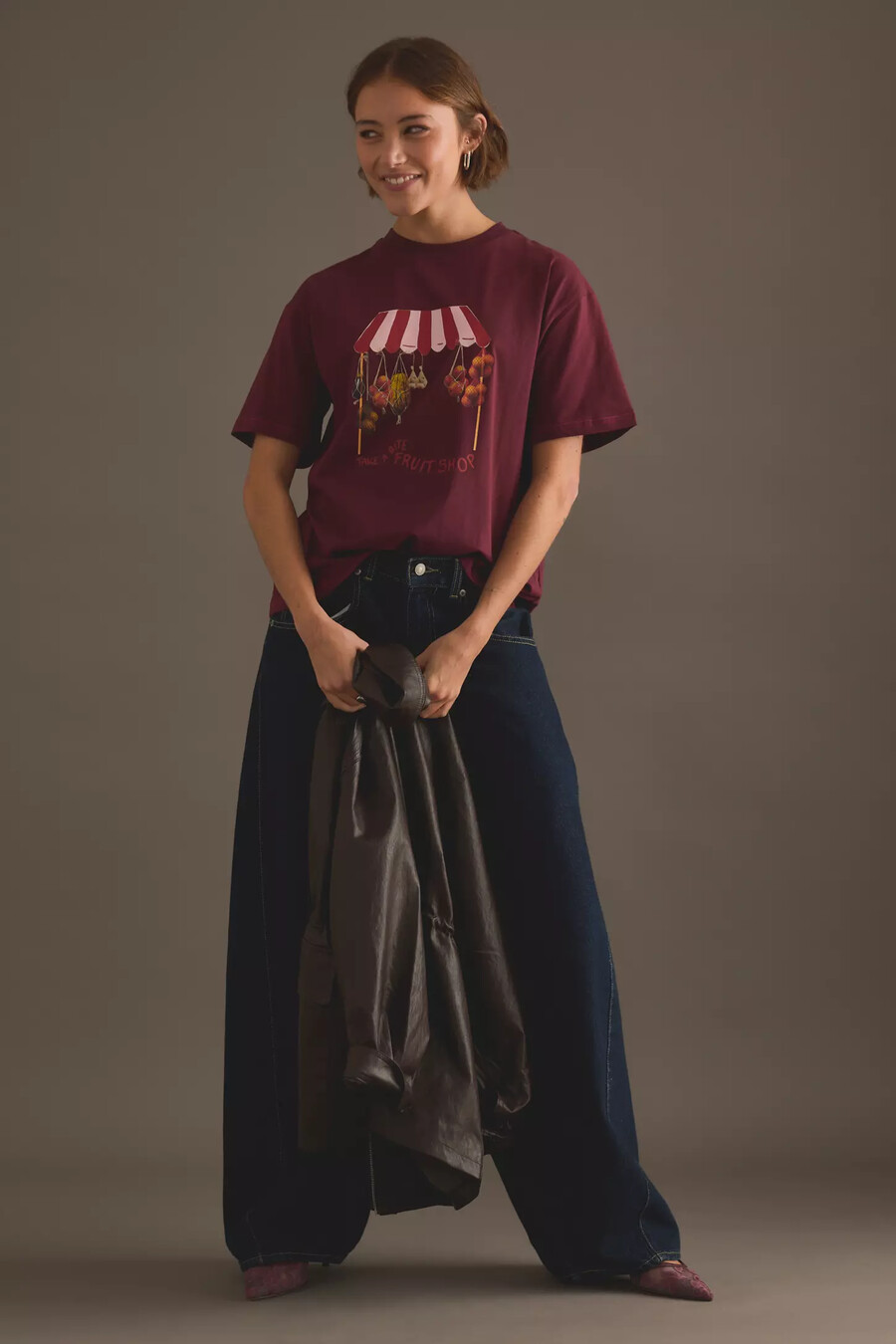 aldrig helt klädd fruktbutik t-shirt