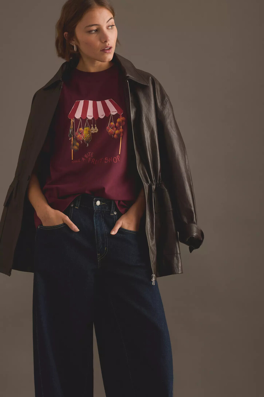 aldrig helt klädd fruktbutik t-shirt