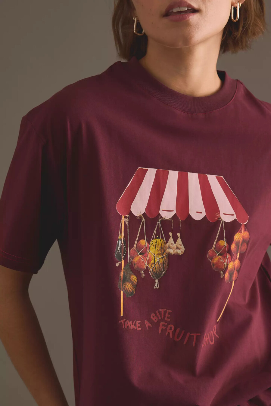 aldrig helt klädd fruktbutik t-shirt
