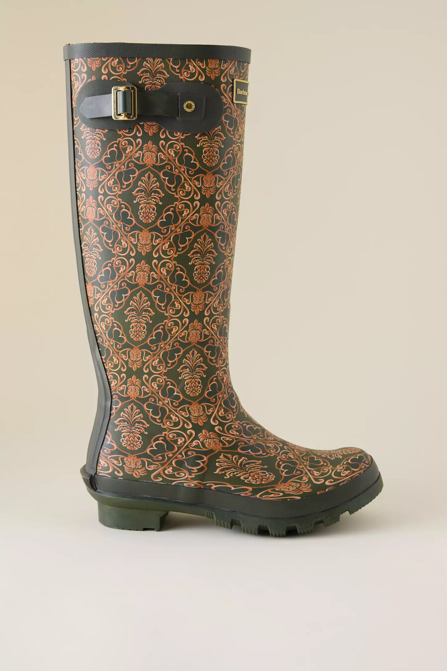 barbour x farm rio cami ananasfärgade wellingtonstövlar
