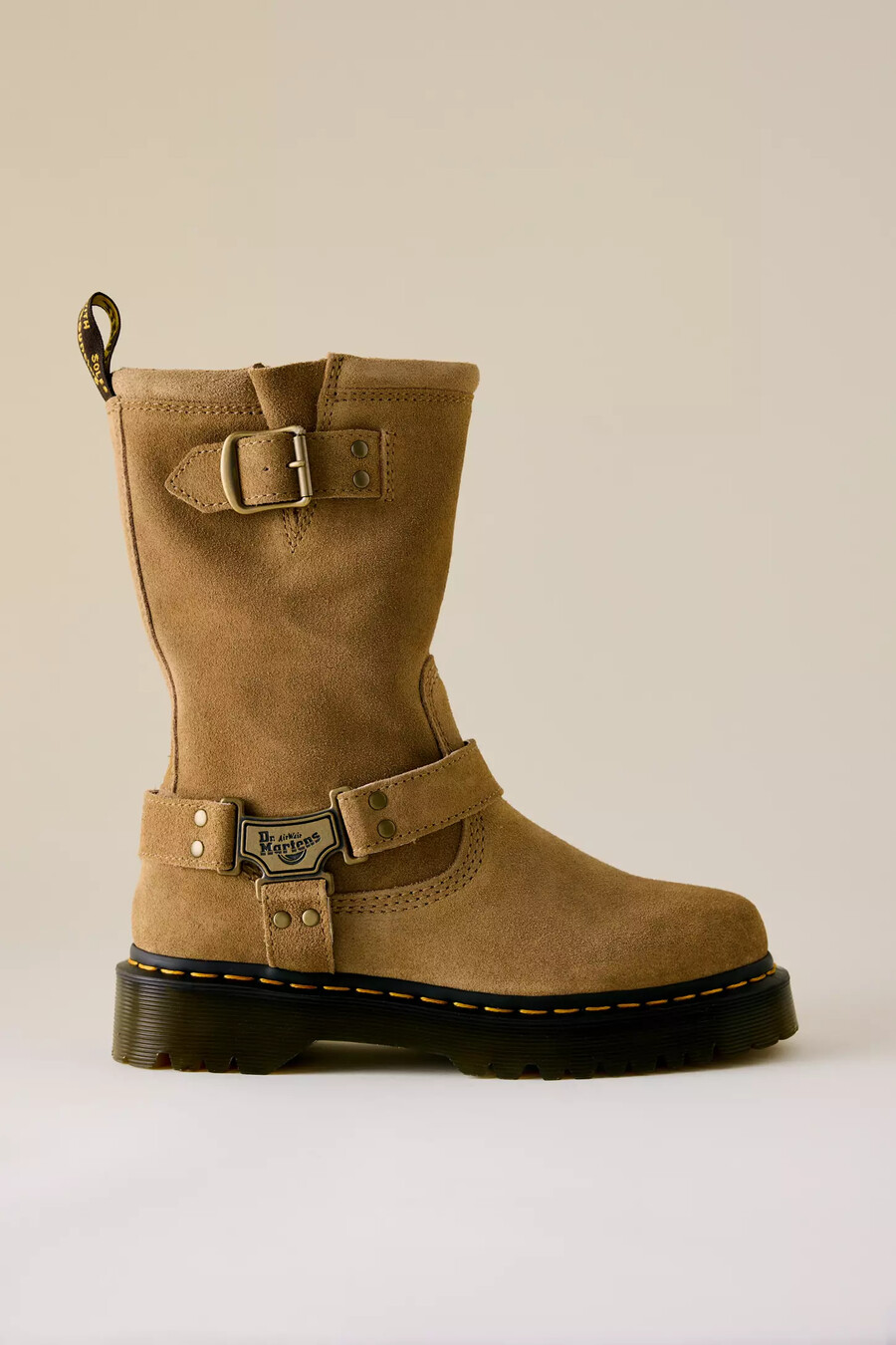 dr. martens anistone läderbikerstövlar