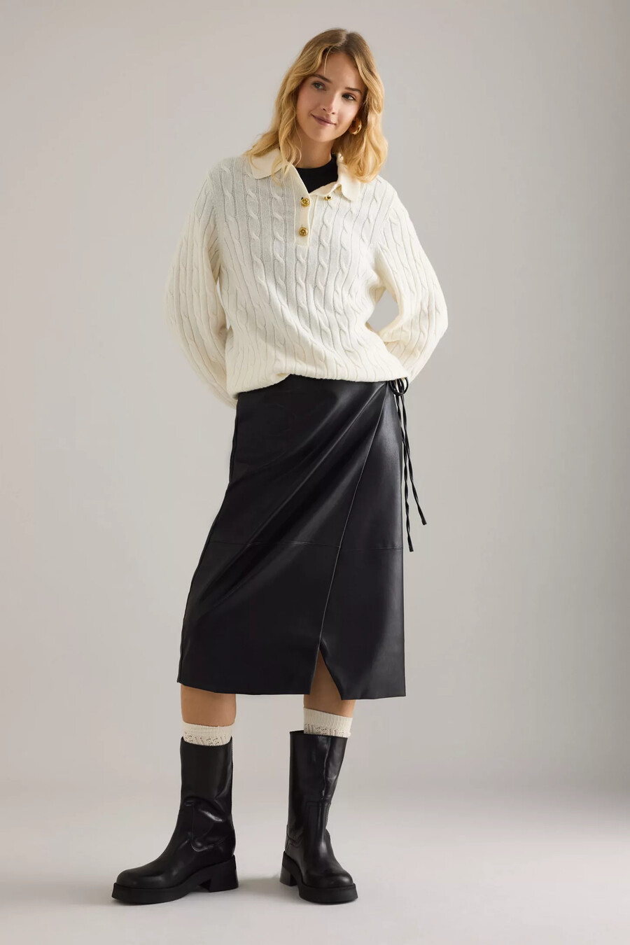 barbour evie kabelstickad tröja i ullblandning