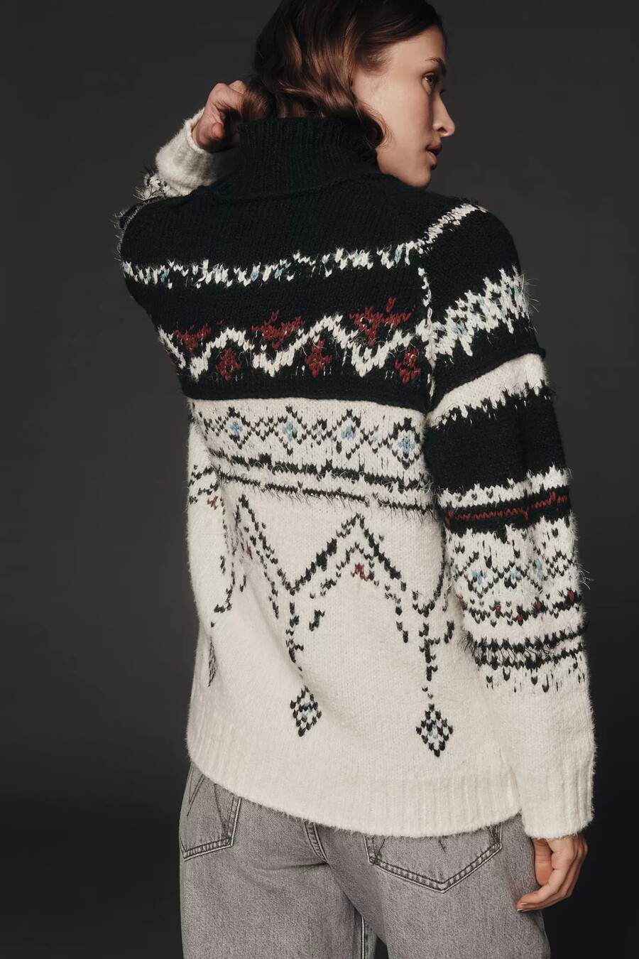 pilcro fairisle-tröja i bomullsblandning