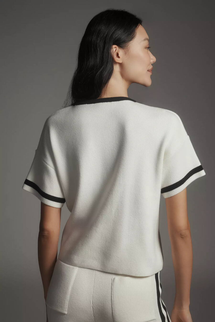 maeve rundringad boxig stickad t-shirt