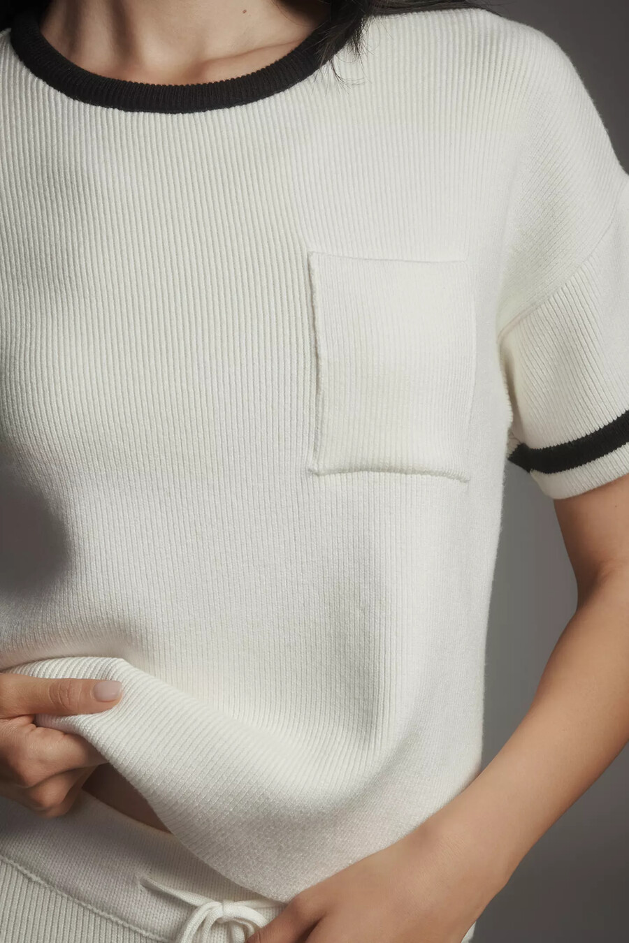 maeve rundringad boxig stickad t-shirt