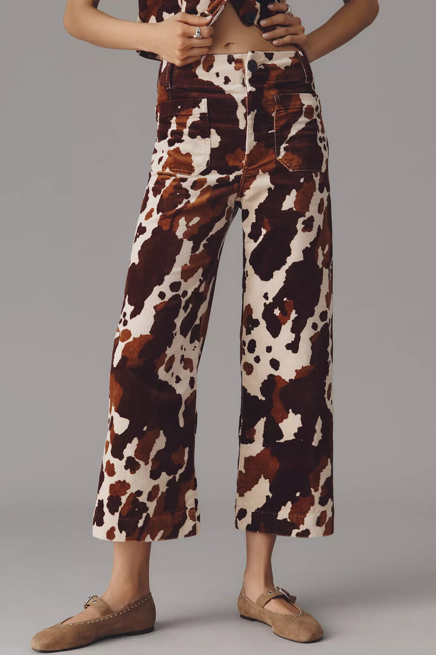 colette cropped wide leg-byxor från maeve corduroy edition