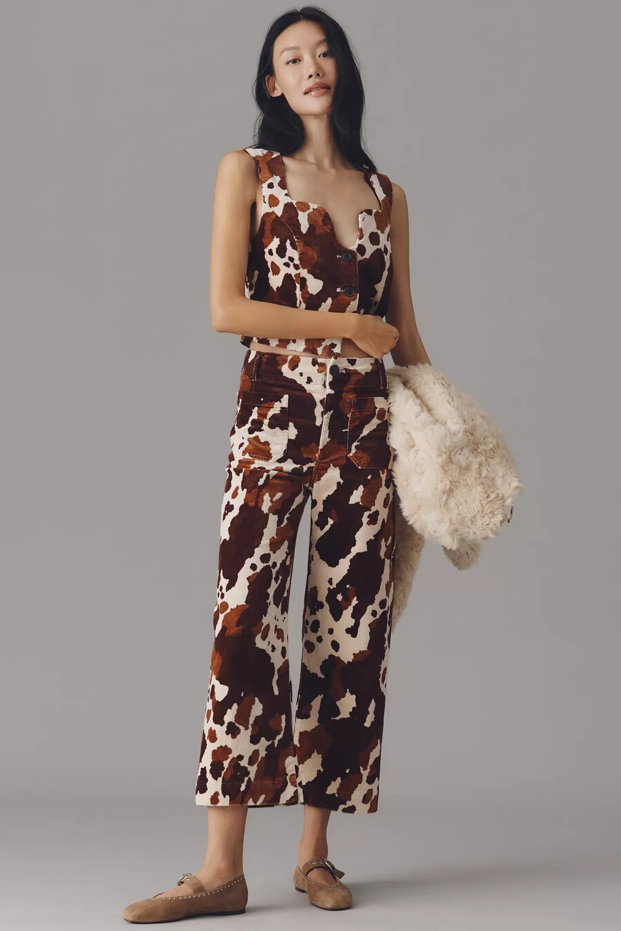 colette cropped wide leg-byxor från maeve corduroy edition