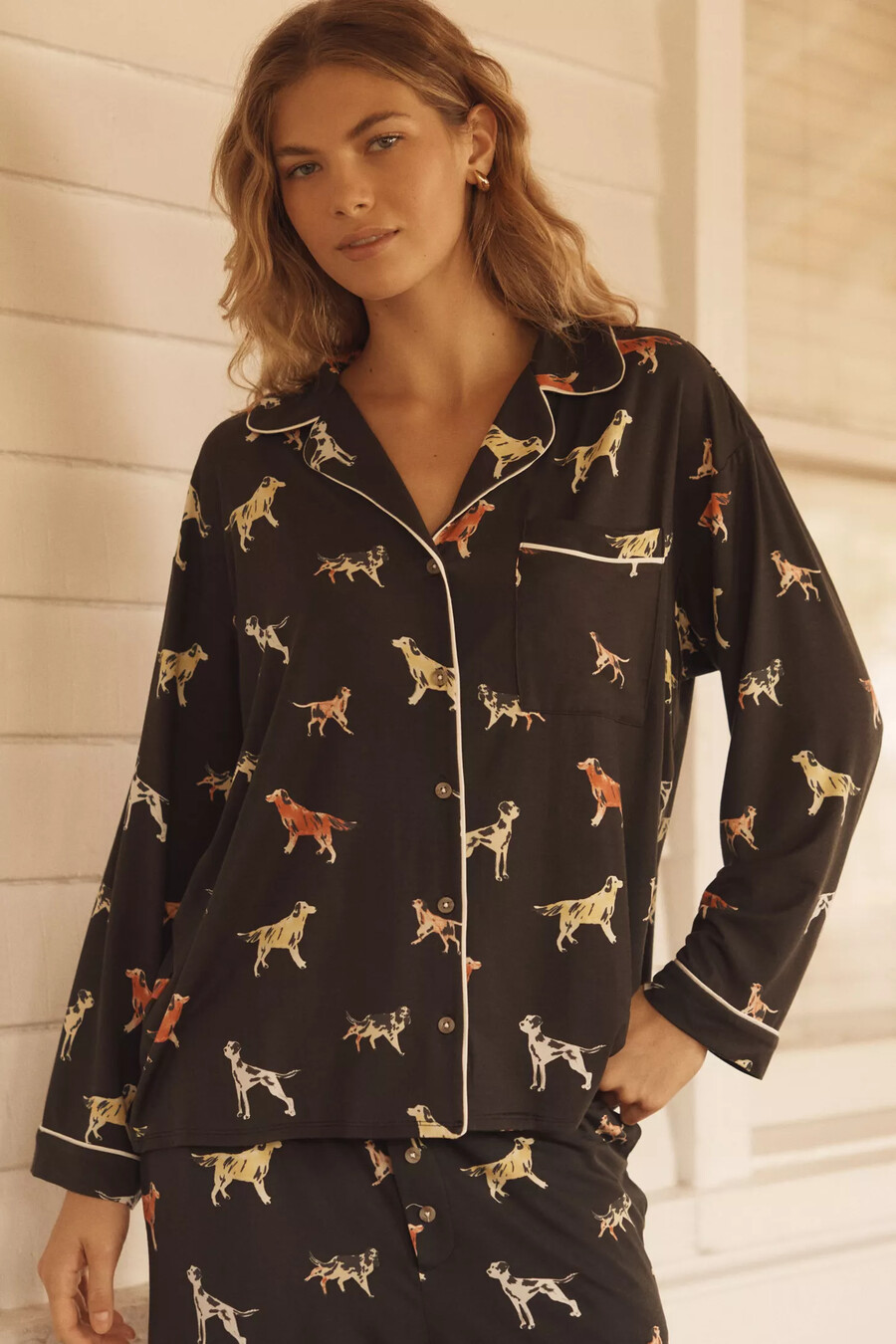 briar piped långärmad pyjamasskjorta