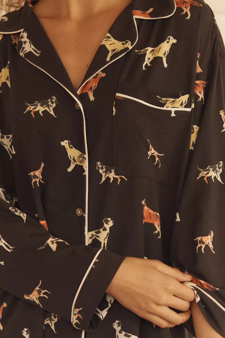 briar piped långärmad pyjamasskjorta