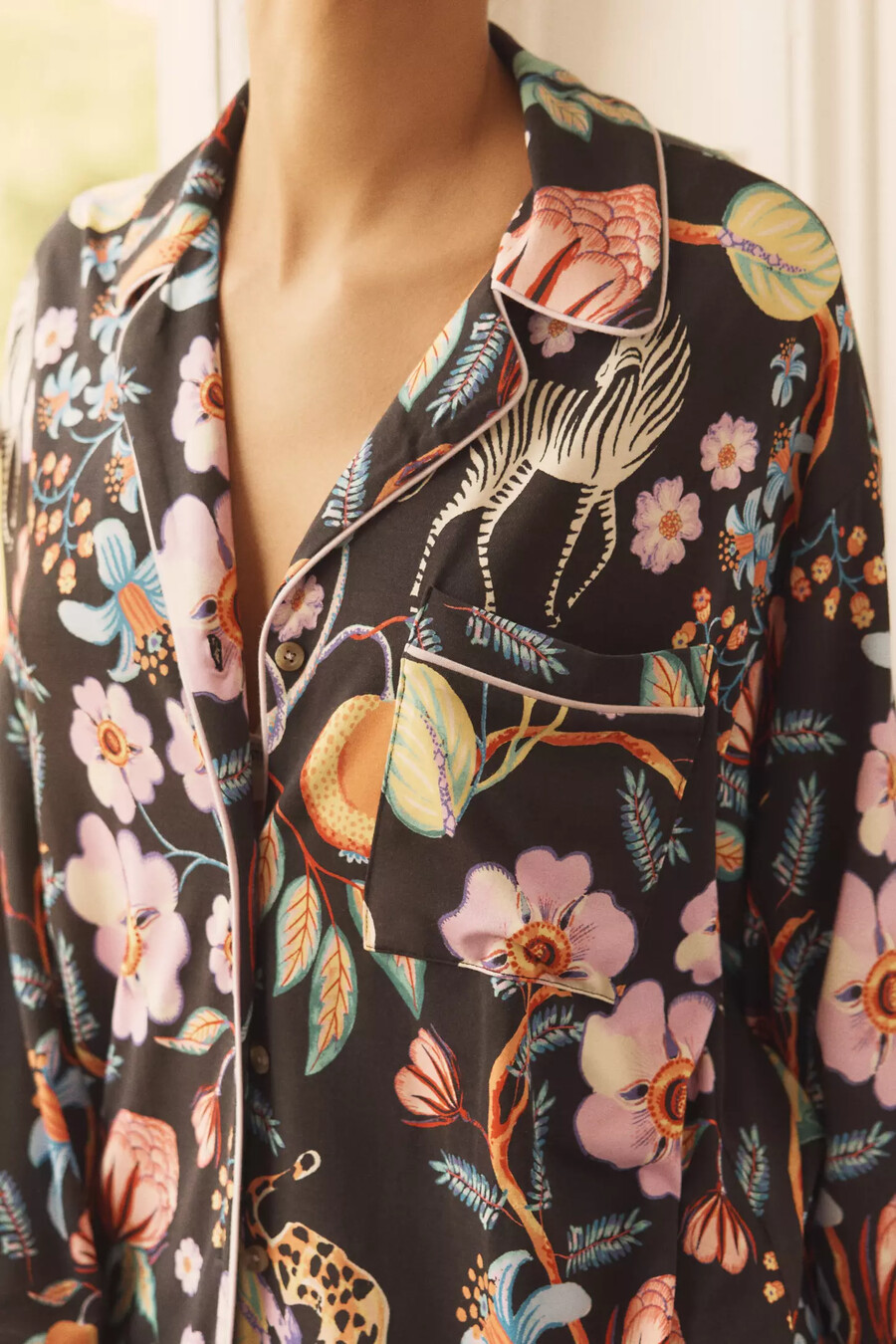 briar piped långärmad pyjamasskjorta