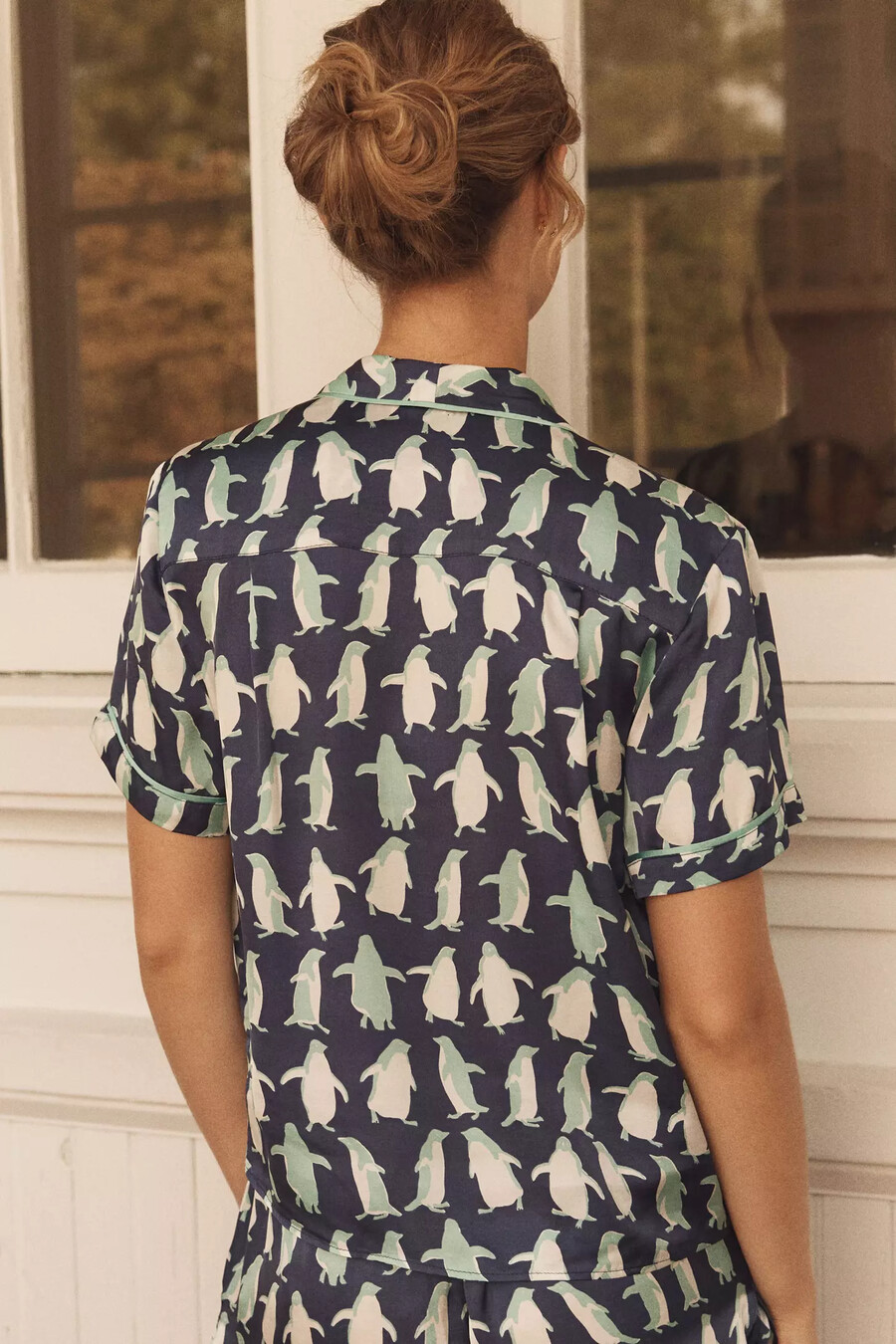 silkeslen mönstrad pyjamastopp från anthropologie