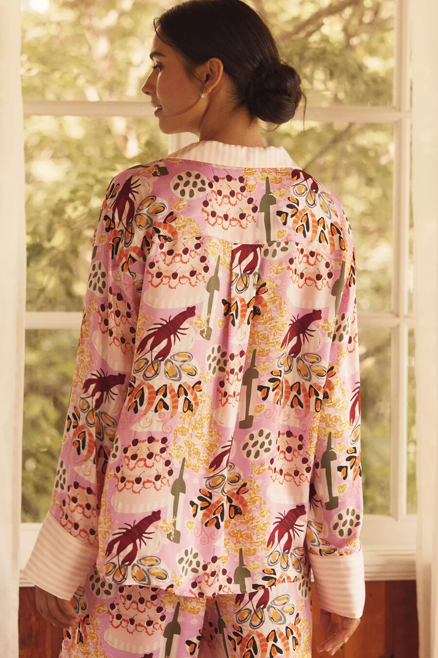 by anthropologie överdimensionerad pyjamasskjorta med knappar framtill