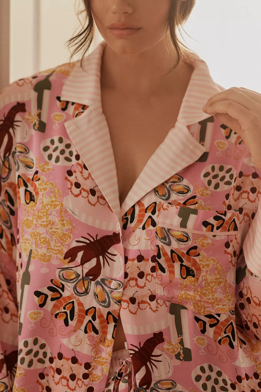 by anthropologie överdimensionerad pyjamasskjorta med knappar framtill
