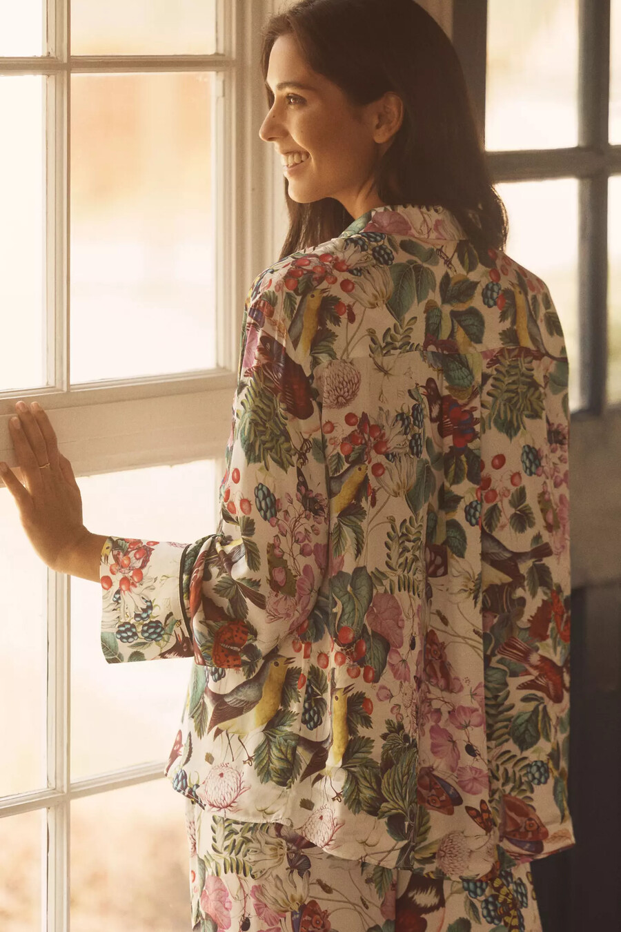 by anthropologie överdimensionerad pyjamasskjorta med knappar framtill