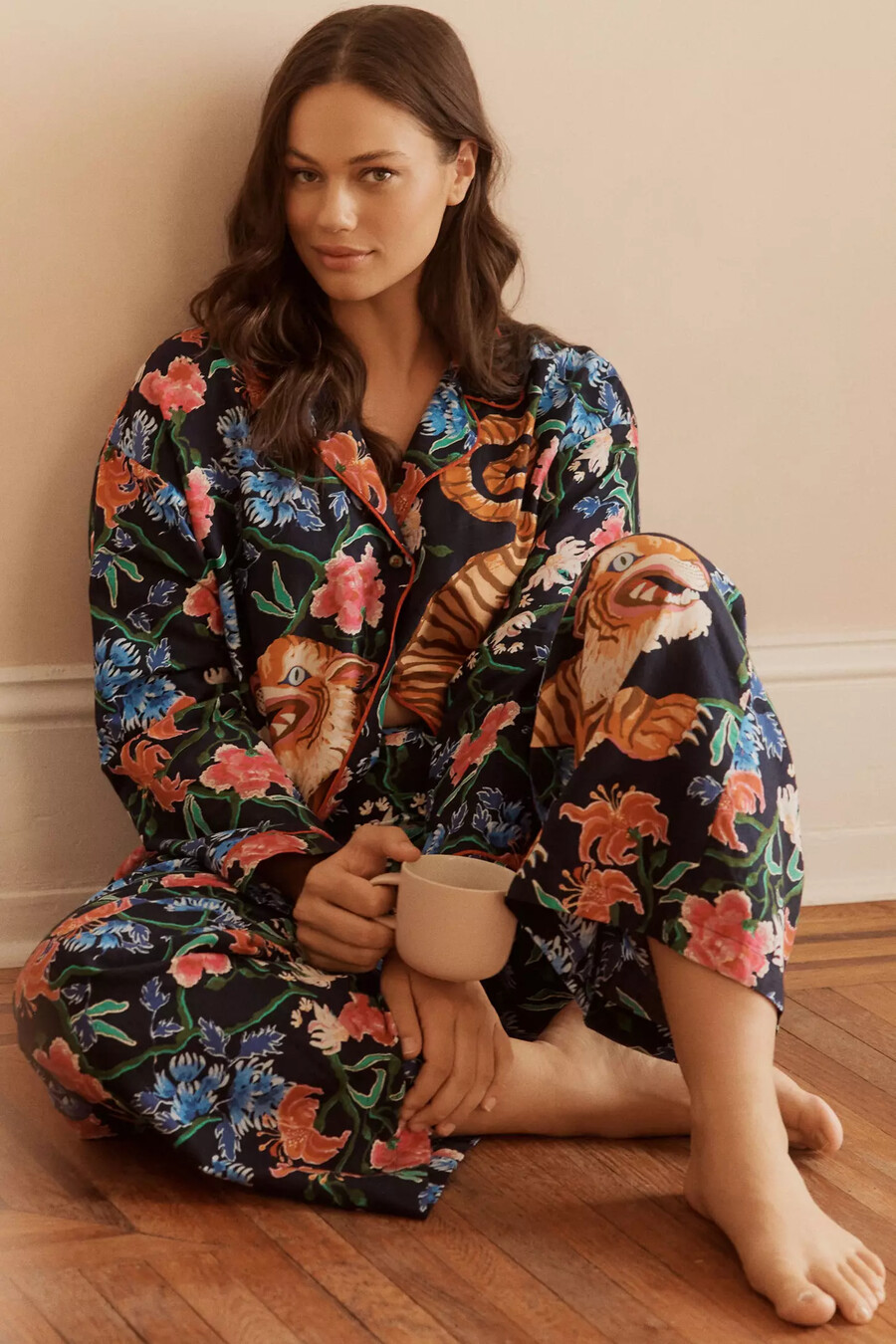 lyrebird långärmad flanellpyjamasskjorta