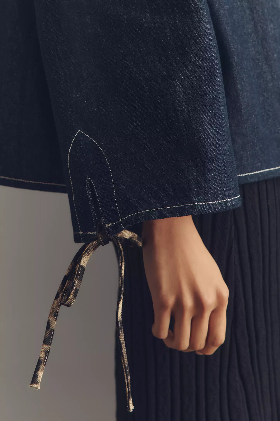 maeve leopardkrage denim boxig jacka