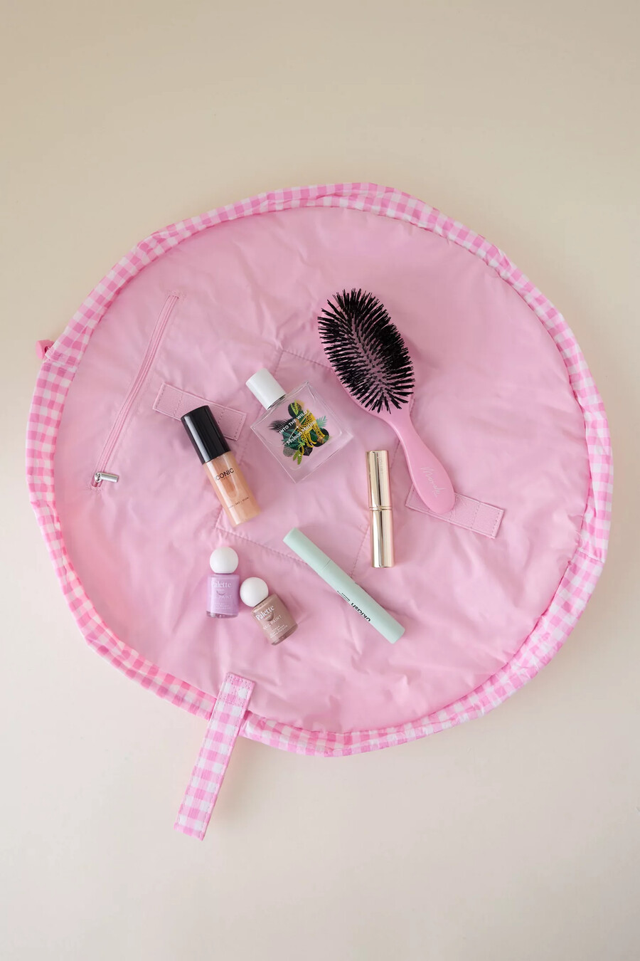 flat lay co. parachute drawstring makeup bag