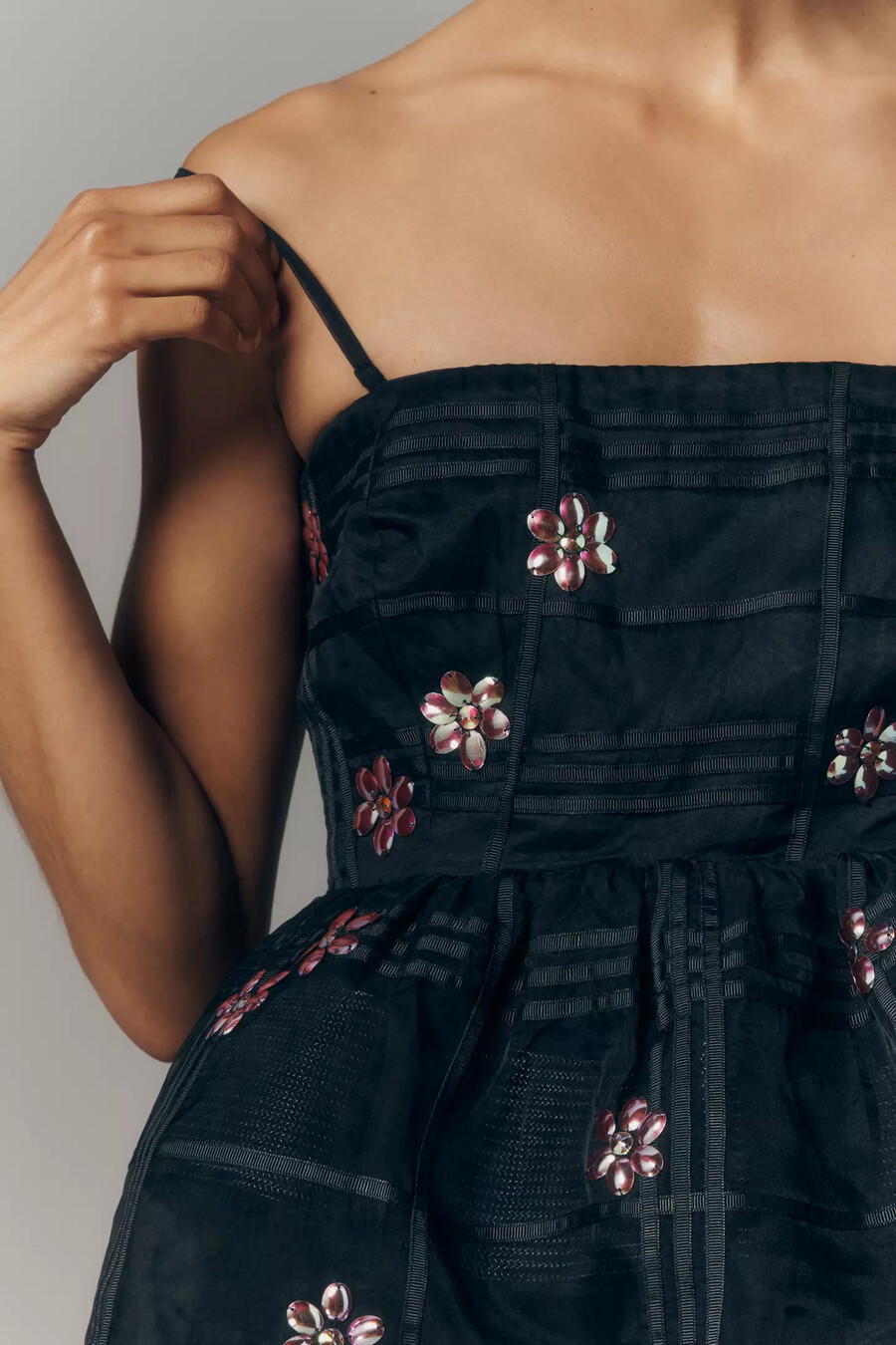 maeve axelbandslös utsmyckad fit flare miniklänning
