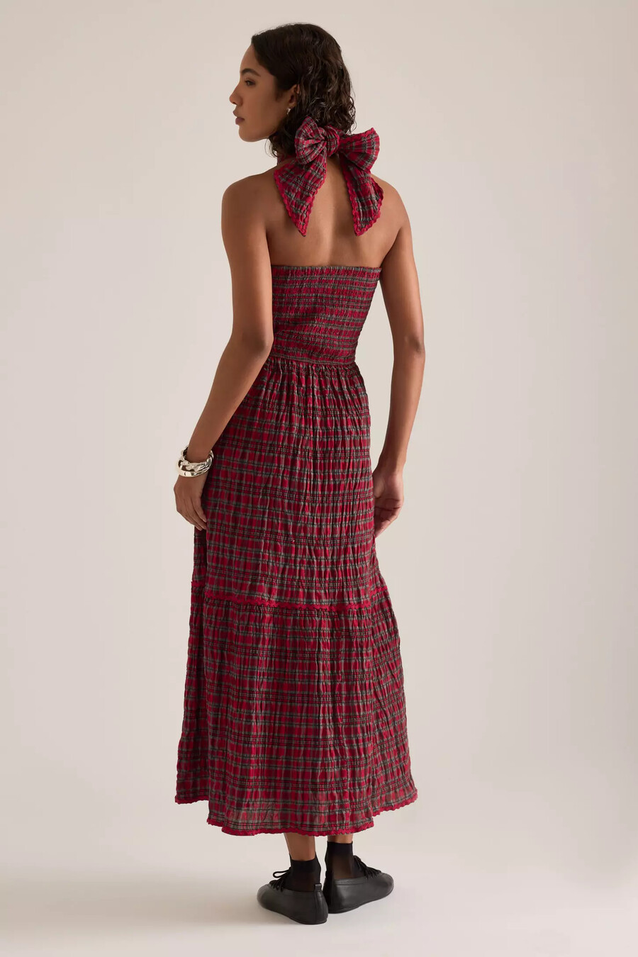 damson madder mia smockad layered midiklänning