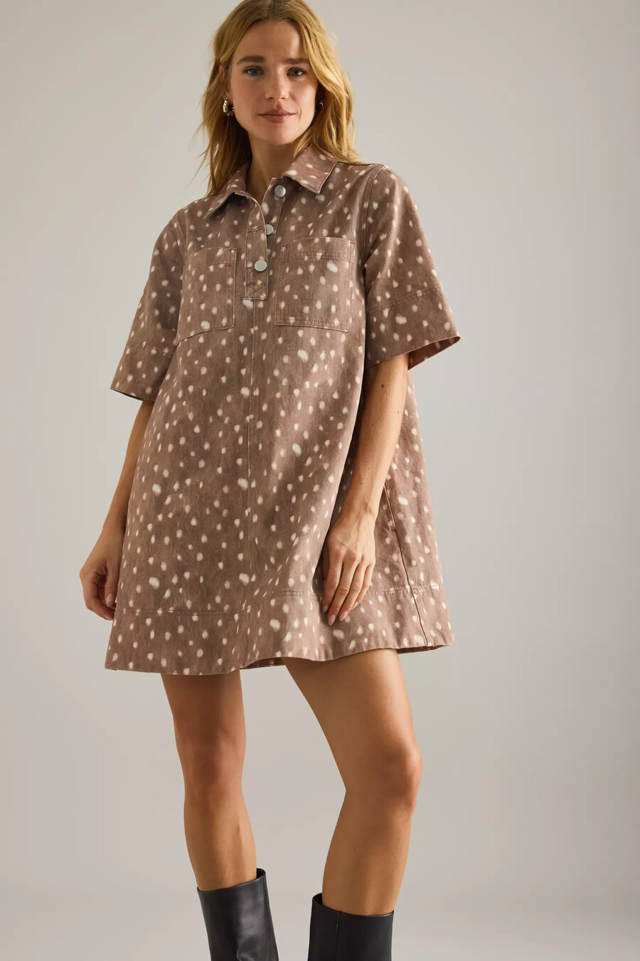 by anthropologie – miniklänning i denim med hjortmönster