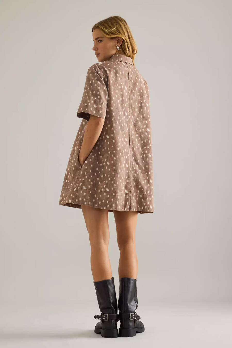 by anthropologie – miniklänning i denim med hjortmönster