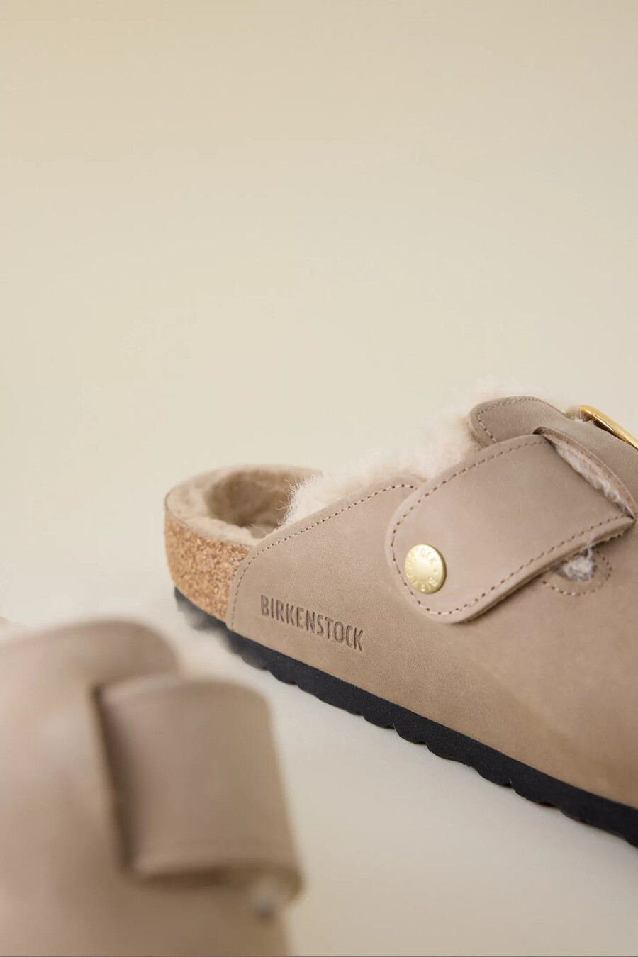 birkenstock boston big buckle shearling träskor