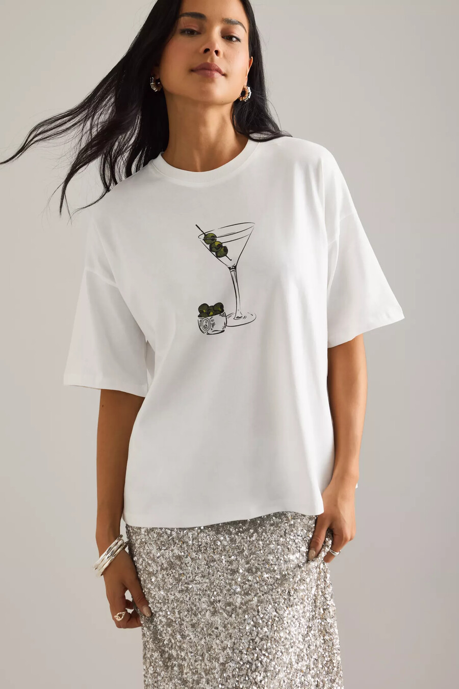 t-shirt med martini-motiv