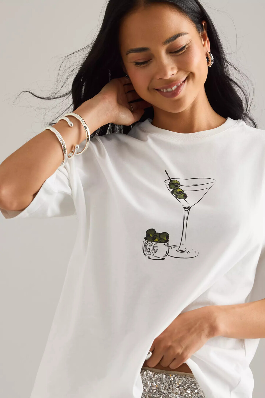 t-shirt med martini-motiv