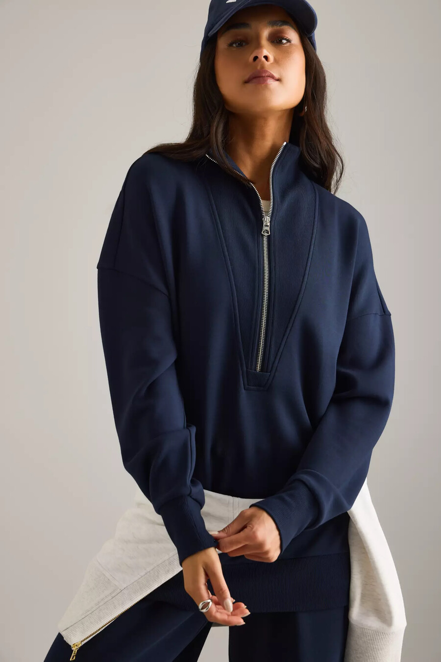 varley longline-tröja med dragkedja