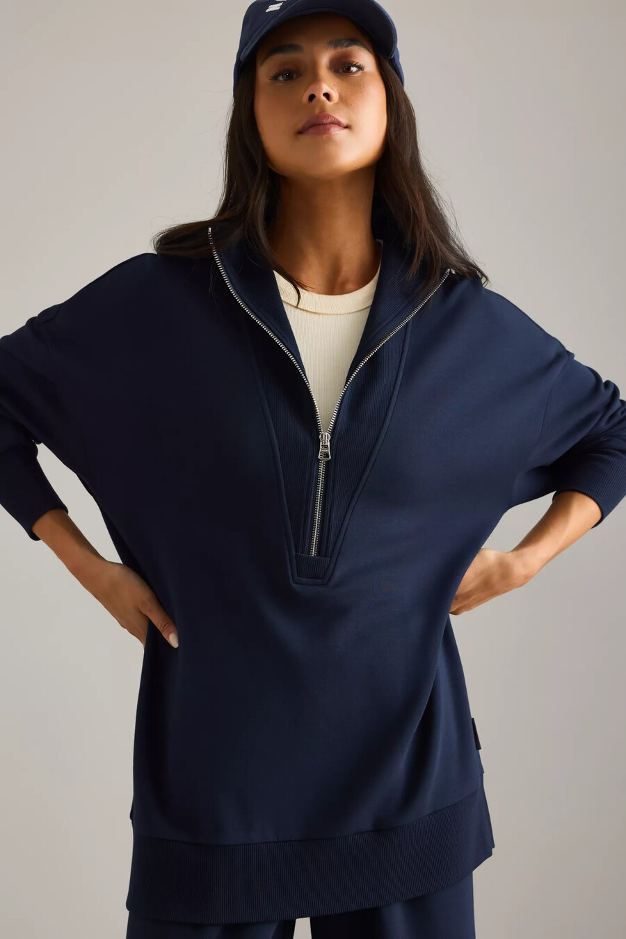 varley longline-tröja med dragkedja