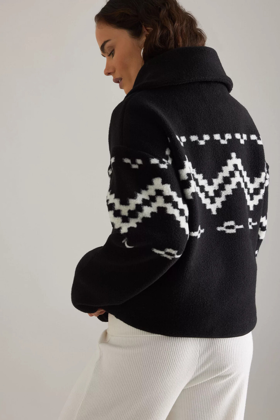 4th reckless dayna fairisle fleece med halv dragkedja