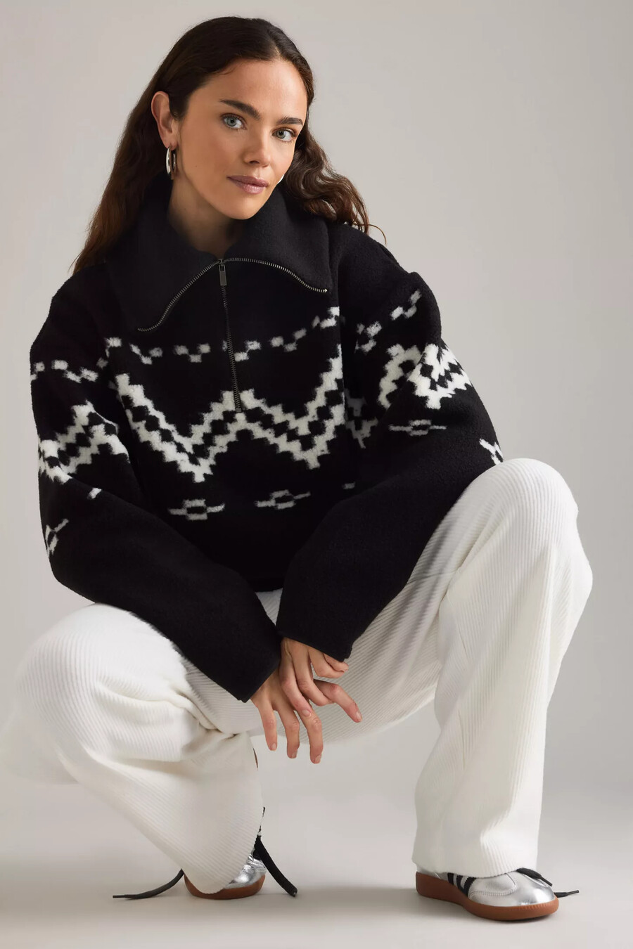 4th reckless dayna fairisle fleece med halv dragkedja