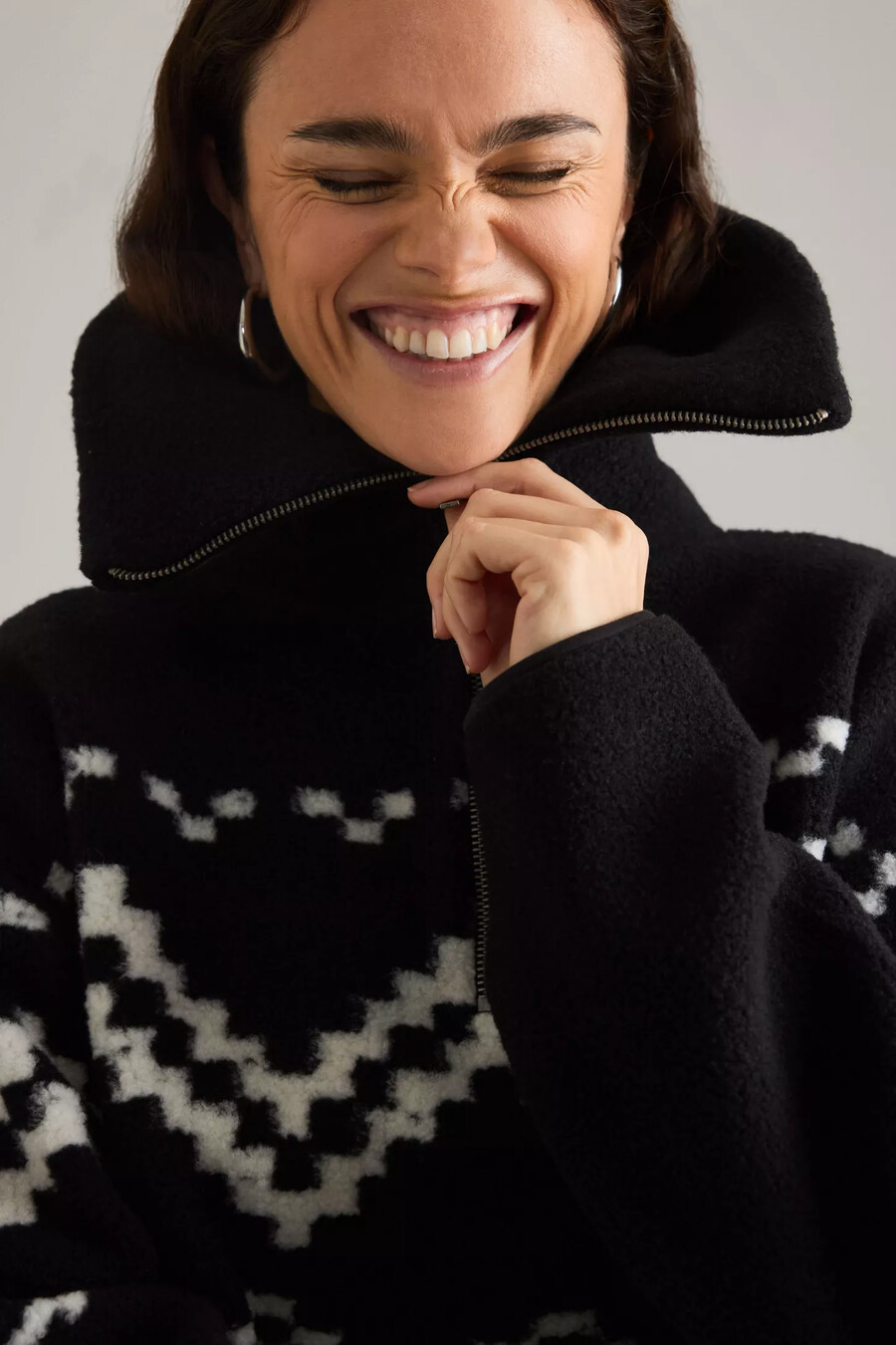 4th reckless dayna fairisle fleece med halv dragkedja