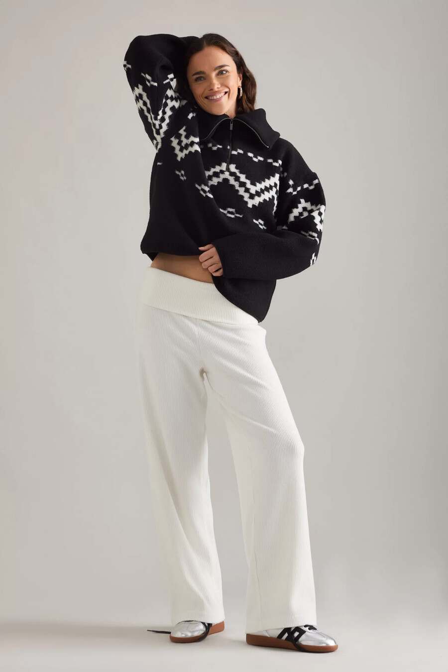 4th reckless dayna fairisle fleece med halv dragkedja