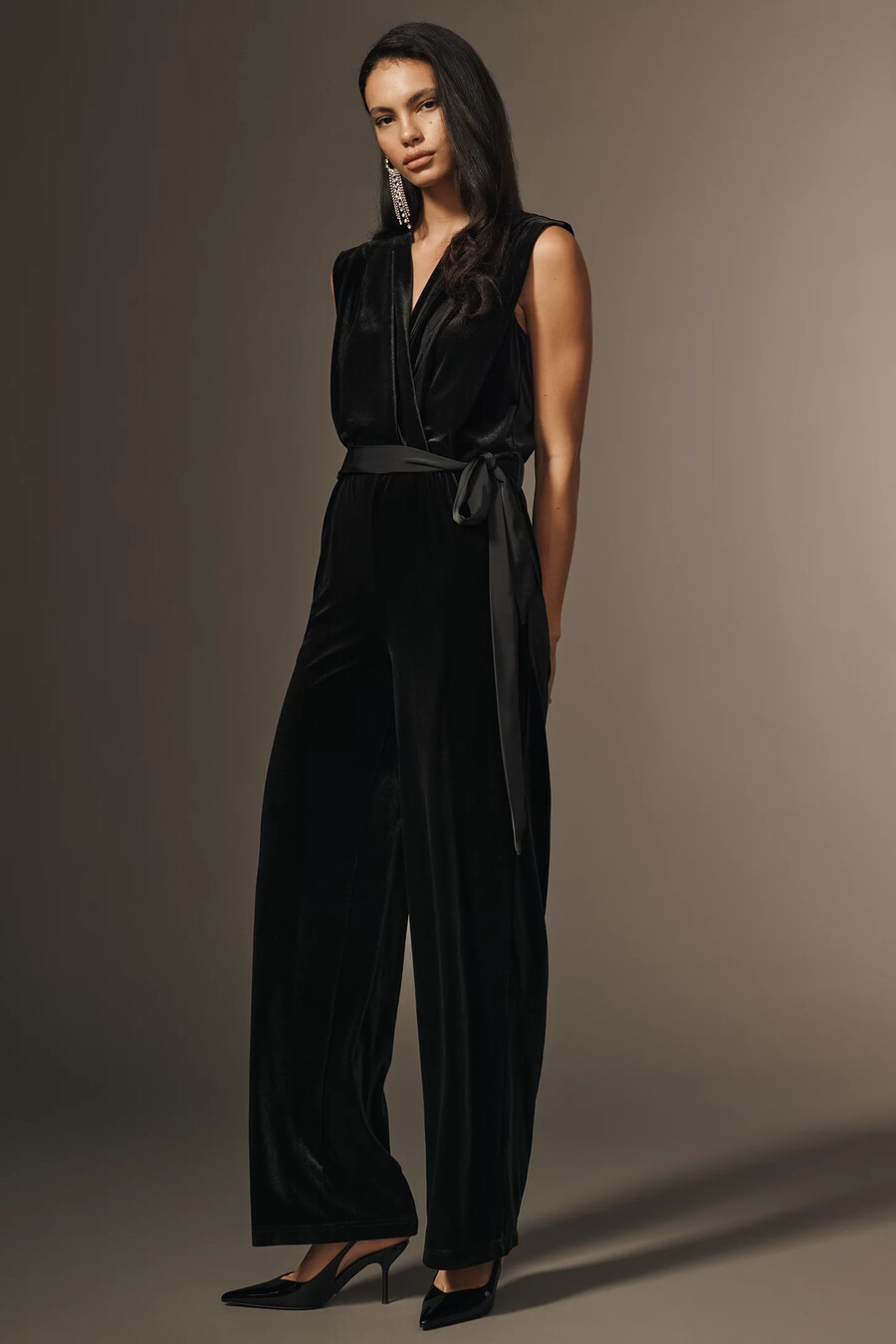 bishop young sammetsjumpsuit med omlott