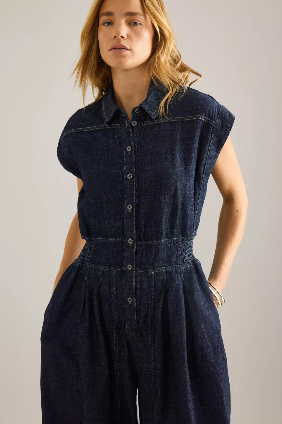by anthropologie denim ballongjumpsuit