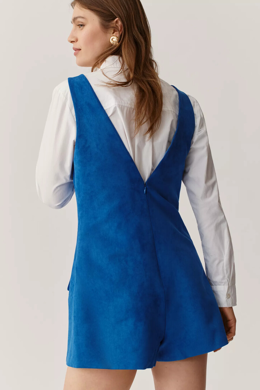 mare mare ärmlös playsuit i mockaimitation med v-ringning